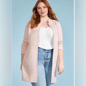 NWOT Faux Suede Midi Pink Chico’s jacket size medium